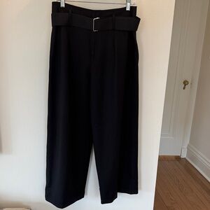 Club Monaco Black Wide-Leg Belted Pants
